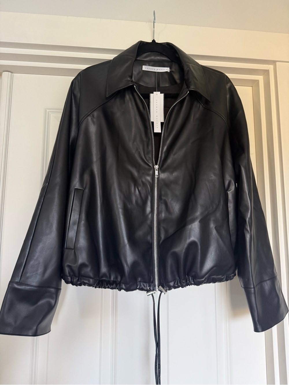 Susana Monaco Black Faux Leather Full Zip Jacket